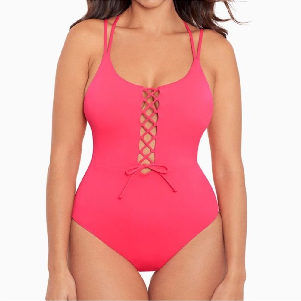 NWOT Skinny Dippers by MiracleSuit Swimsuit One Piece Suga Babe Lace Up Swimsuit